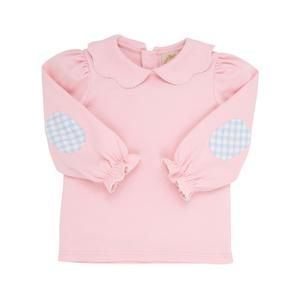 NEW THE BEAUFORT BONNET COMPANY girl's emma's elbow patch top in palm beach pink